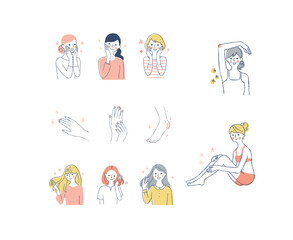 さまざまなスキンケア・ヘアケア　イメージセット