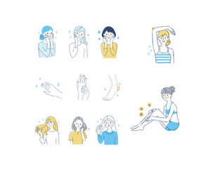 Fototapeta premium さまざまなスキンケア・ヘアケア イメージセット