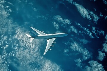 Airplane Flying Above Cloudscape Aerial View for Travel and Transportation