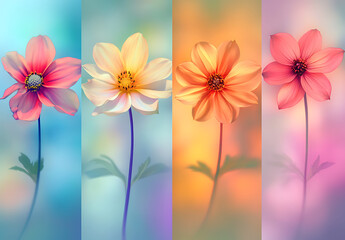 Obraz premium Pastel Flowers Against a Soft Gradient Background