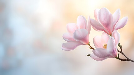 Fototapeta premium Spring flora blooming in nature soft focus on delicate flowers outdoor serenity