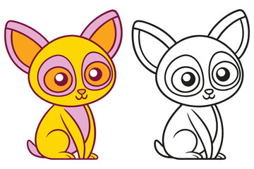 Adorable Cartoon Lemur Illustration Coloring Page Cute Animal Drawing for Kids