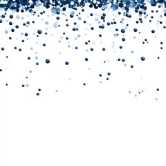 Blue and black confetti falling on white background