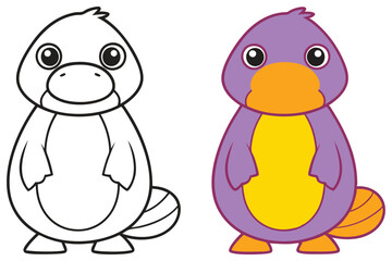 Adorable Platypus Coloring Page Illustration Cute Cartoon Animal for Kids