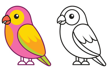 Colorful Bird Illustration and Coloring Page for Kids a Fun Activity for Children Learning about Birds and Nature