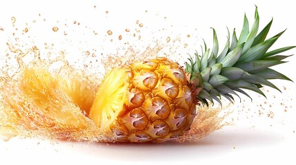 Fresh Juicy Pineapple Splash Generative Ai