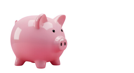 Pink piggy Bank isolated on white or transparent background.