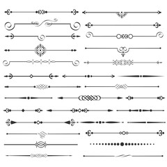 Vector set of calligraphic design elements and page decor