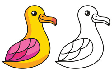 Adorable Cartoon Bird Illustration with Coloring Page Option Bird Animal  Cute  Character Design Drawing  Kids Activity Book