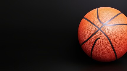 Close-Up of an Orange Textured Basketball Against a Dark Background