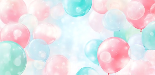 Pastel Balloons Floating in Dreamy Bokeh Background for Celebration Design