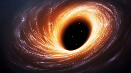A swirling cosmic black hole surrounded by glowing celestial light