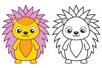 Adorable Cartoon Hedgehog Coloring Page Illustration for Kids Cute Animal Drawing