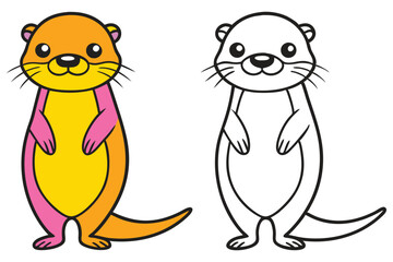 Adorable Otter Coloring Page Illustration Fun Cartoon Animal Drawing for Kids