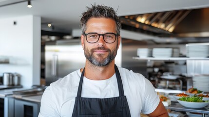 Fototapeta premium Chef showcasing beautifully plated heated entrees in a restaurant soft ambient light close-up angle