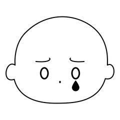 シンプル泣き顔　白黒