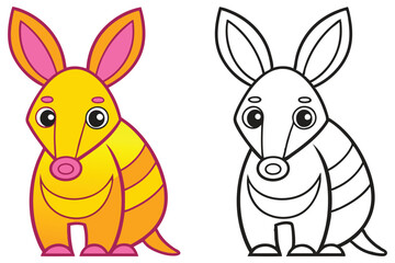 Adorable Cartoon Armadillo Coloring Pages for Kids Fun Learning Activities