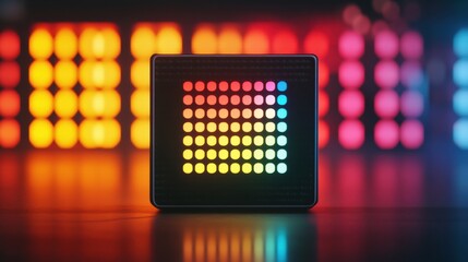 Vibrant Color Display with Illuminated Circular Patterns in a Dimly Lit Background Ideal for Technology and Modern Art Concepts