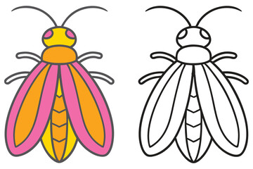 Colorful Insect Illustration with Coloring Page Option Fun Activity for Kids Educational Cartoon Bug