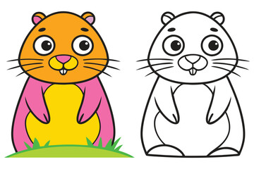 Adorable Cartoon Marmot Illustration Coloring Page Cute Animal Drawing Happy Rodent