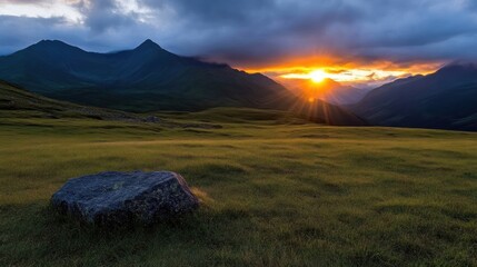 Majestic sunset over alpine meadow (1)