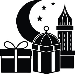 Obraz premium Elegant Eid Gift Boxes – Wrapped Presents Symbolizing Celebration