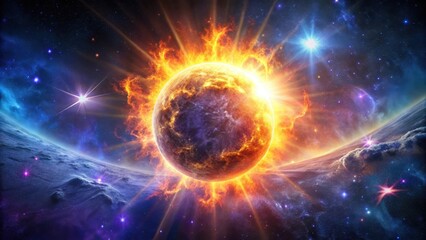 Fototapeta premium Fiery Celestial Body Exploding in a Cosmic Dance of Light and Energy