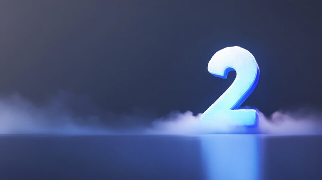 Illuminated Number Two in Mist