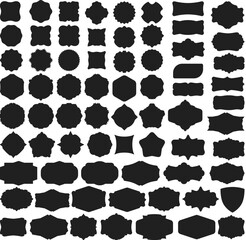 vector set of 70 retro label shapes for design