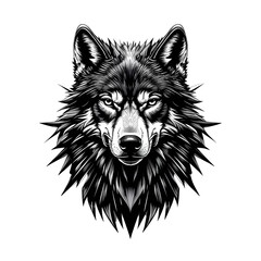 Intricate Black Wolf Vector Art – Stylized Geometric Animal Illustration