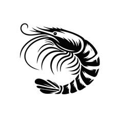 Naklejka premium Shrimp Silhouette Vector – High-Quality Black and White Prawn Illustration for Seafood Logos & Design