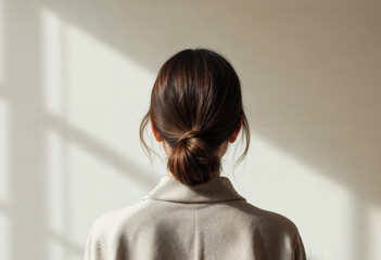 Back view of woman in warm sunlight
