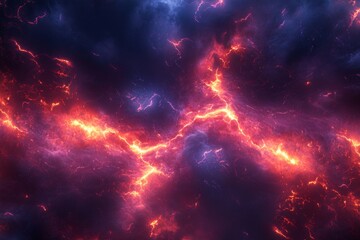 Fototapeta premium Abstract fiery and electric energy background.