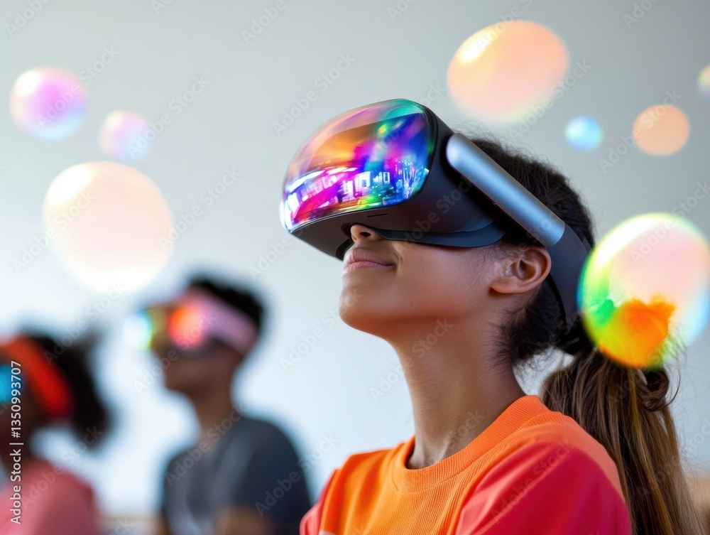 Aufkleber Immersive Learning Revolution Next-Gen AR Education Experience for Gen Z - Interactive Digital Engagement Transforming Classroom Dynamics with Cutting-Edge Technology