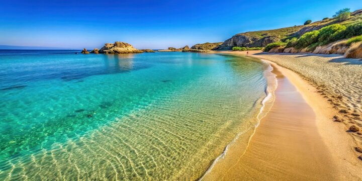 Beautiful beach in Ginosa Marina with crystal clear waters and golden sand