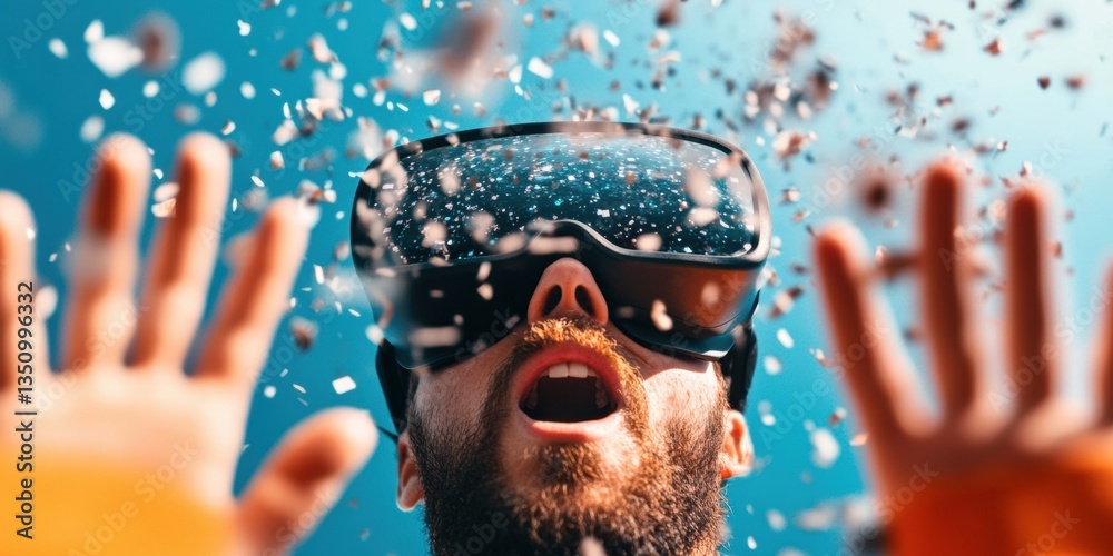 Aufkleber Immersive XR Experience Gen Z Tech Explorer Unleashing Mixed Reality with Dynamic Gesture Controls - Cutting-Edge Digital Interaction and Sensory Innovation for Future Workspaces