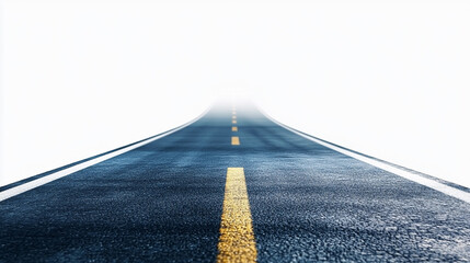 Long straight road fading into misty horizon