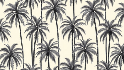 Vintage Palm Tree Wallpaper – Elegant Monochrome Tropical Design
