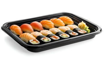 Assorted Sushi Platter on Black Rectangular Tray