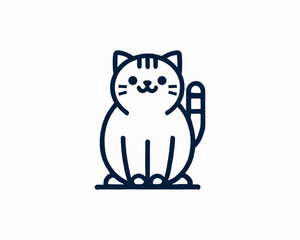 Cartoon cat logo design icon symbol vector illustration.	