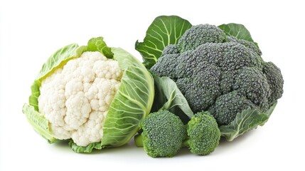 Fresh Cauliflower and Broccoli Studio Shot