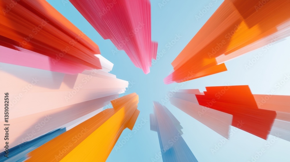 Aufkleber Dynamic Digital Convergence Abstract Technological Growth Visualization with Radiant Color Spectrum - Innovative Business Transformation and Strategic Scaling Concept
