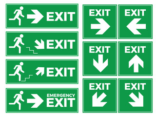 exit sign for directions in buildings, malls, parking lots