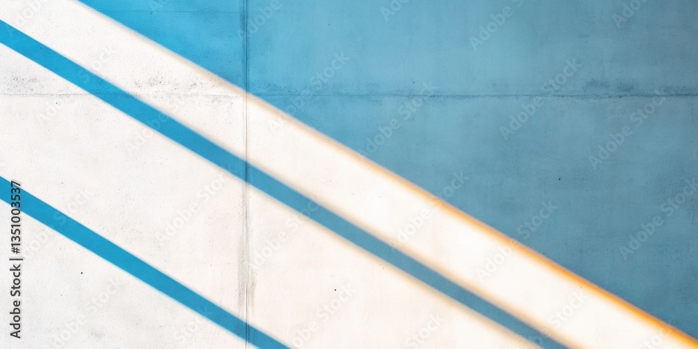 Aufkleber Minimalist Geometric Abstraction Architectural Concrete Texture with Dynamic Blue and White Angular Lines - Contemporary Design Inspiration for Urban Branding