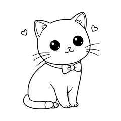 Cat, Drawing, illlustration, kawaii, coloring book