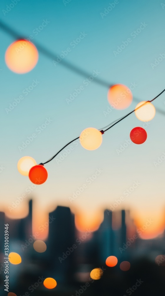 Poster urban connectivity illuminated soft bokeh city lights symbolizing network nodes, digital transformat