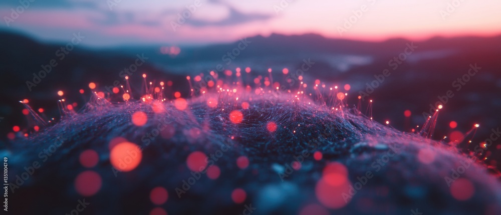 Poster Ethereal Neuroscience Visualization Micro-Connection Network Mapping with Luminescent Biotech Aesthetic - Innovative Health Technology Insights for Digital Wellness Era