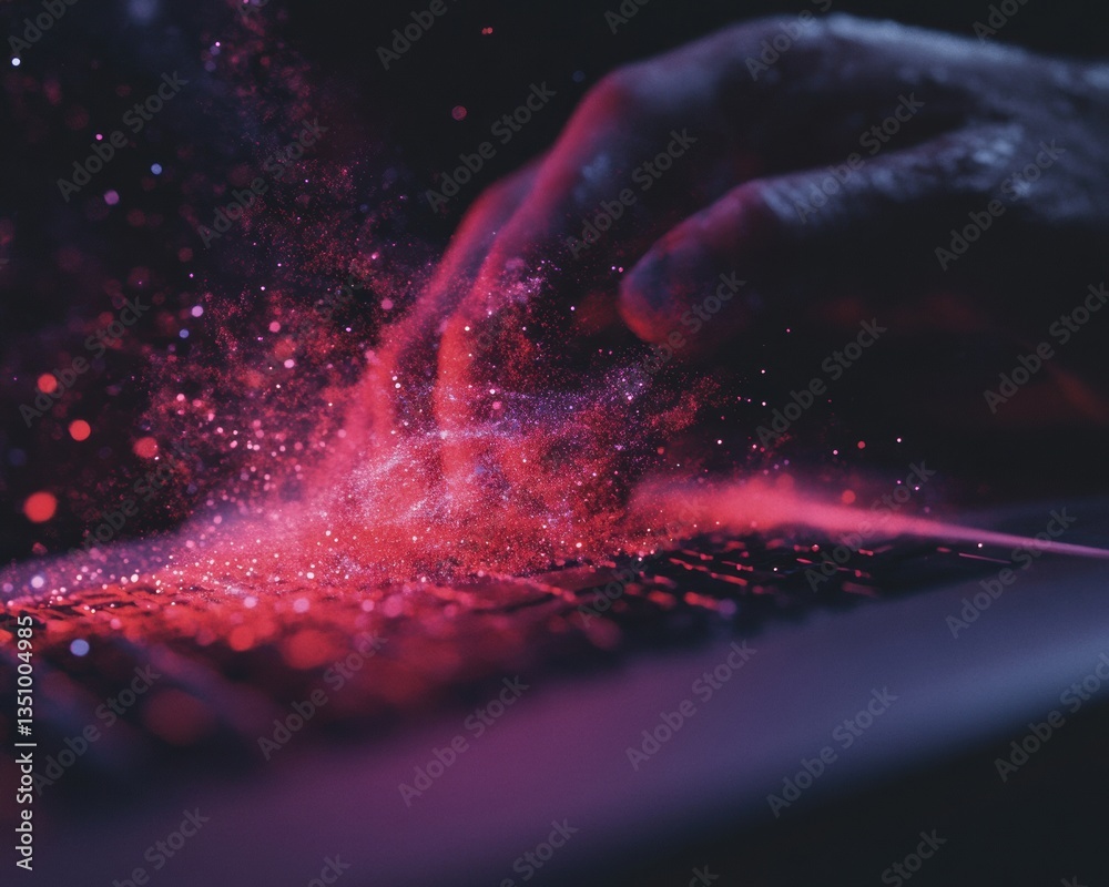 Aufkleber Cybernetic Flux Immersive Digital Transformation Visualizing AI-Driven Data Interaction with Quantum Aesthetic - Next-Gen Technology Marketing Imagery