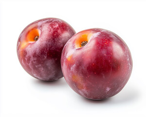 Obraz premium An artistic image of a Mirabelle plum isolated on a white background, showcasing its surface details.