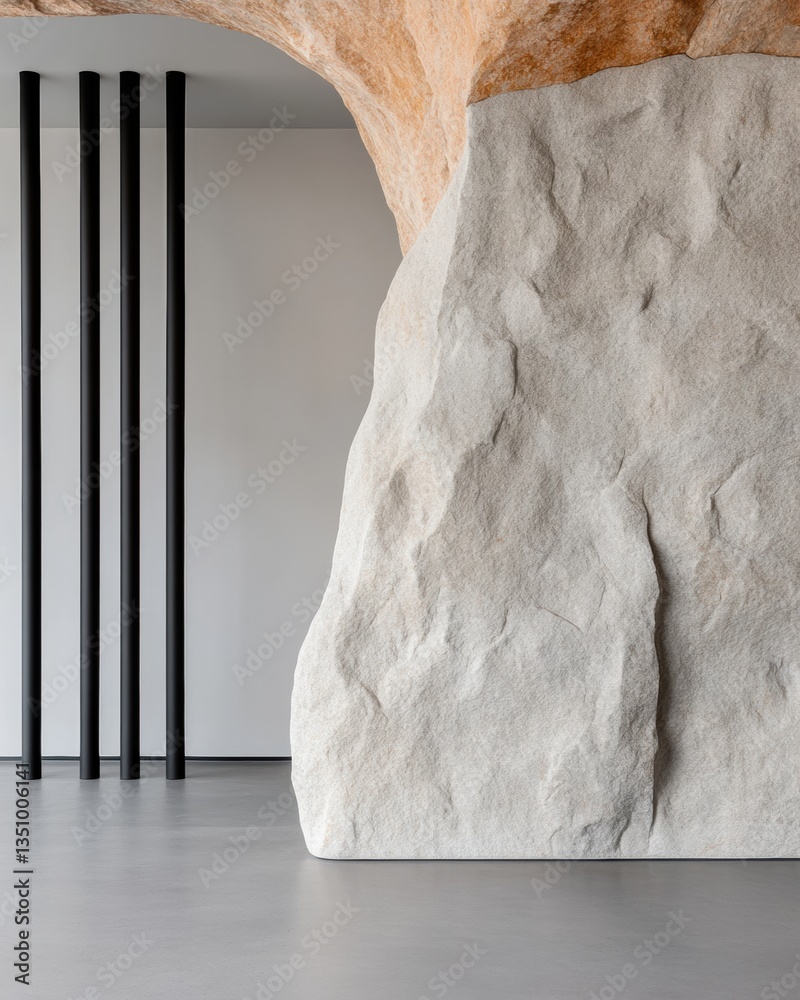 Poster minimalist architectural narrative textural stone wall with sleek vertical lines - contemporary desi